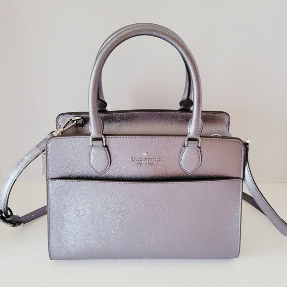 Kate Spade KI930 Madison Medium Metallic Saffiano PVC Satchel Candied Flower